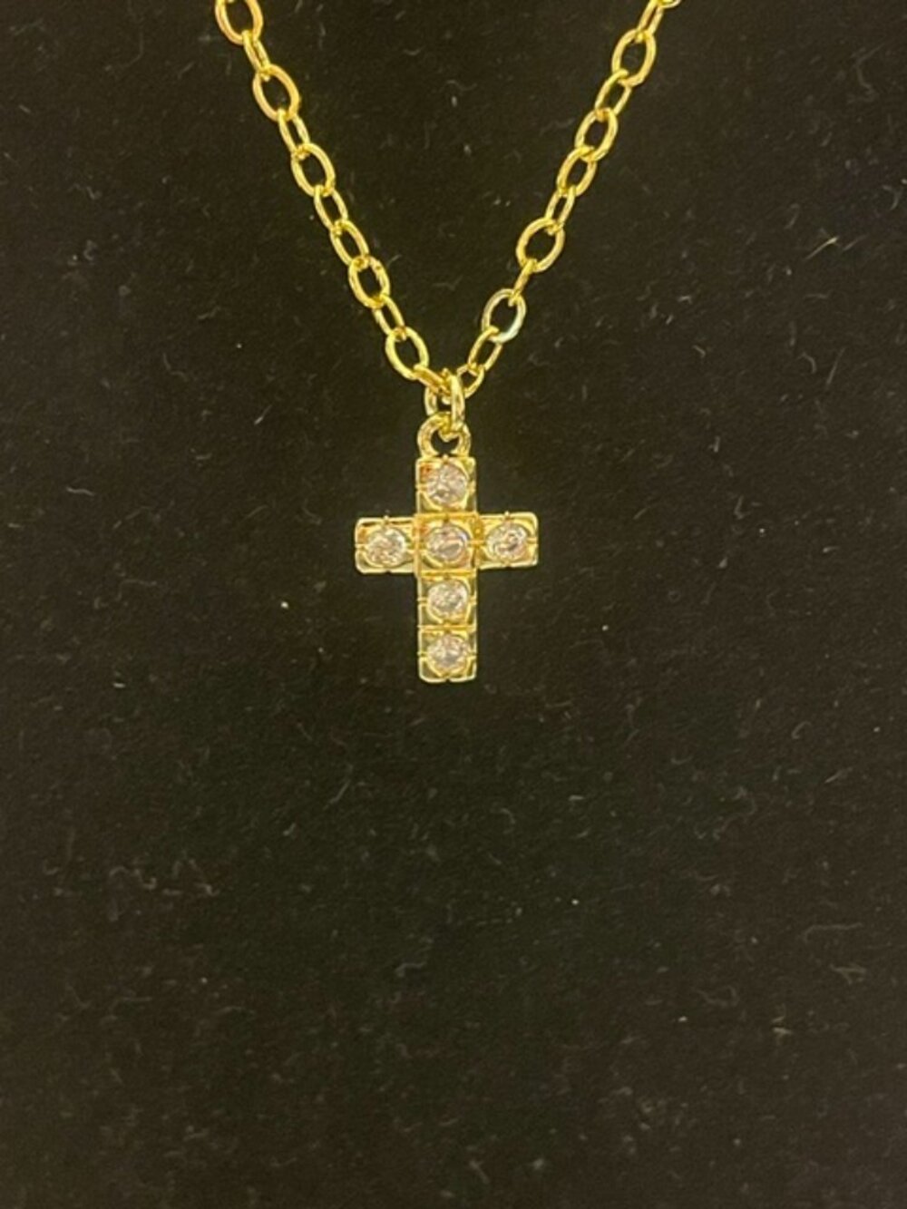 Hand Designed 18K Gold Plated CZ Cross Pendant Necklace Dainty New!
